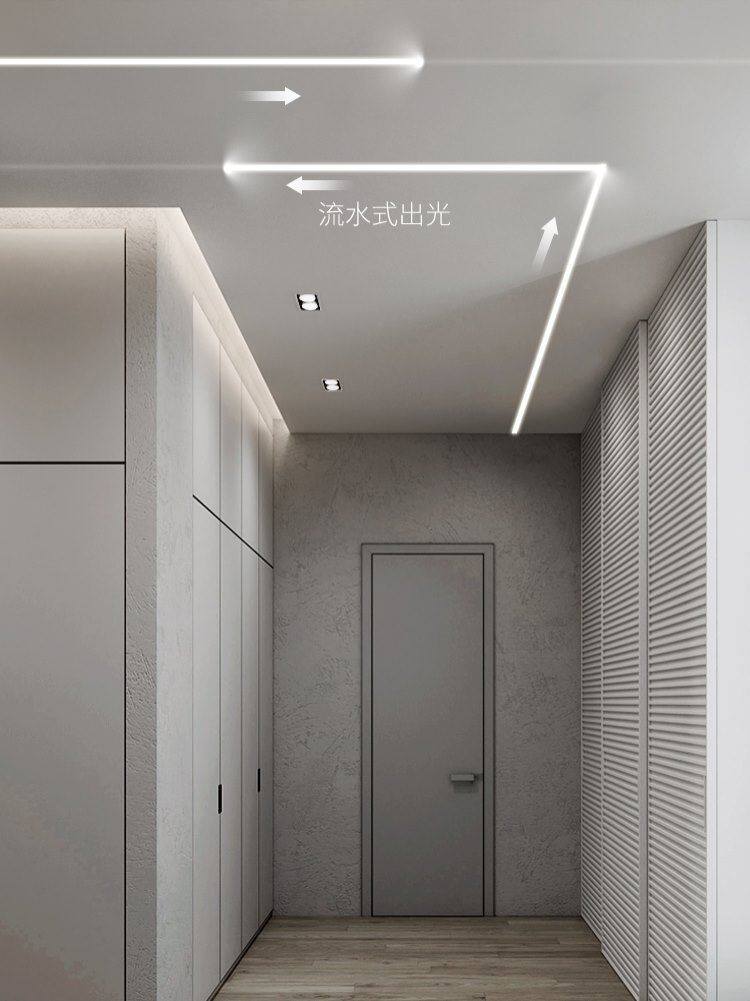 洒柜网红流水线条灯吊顶线行灯悬浮线性石膏板线形灯客厅主灯特亮