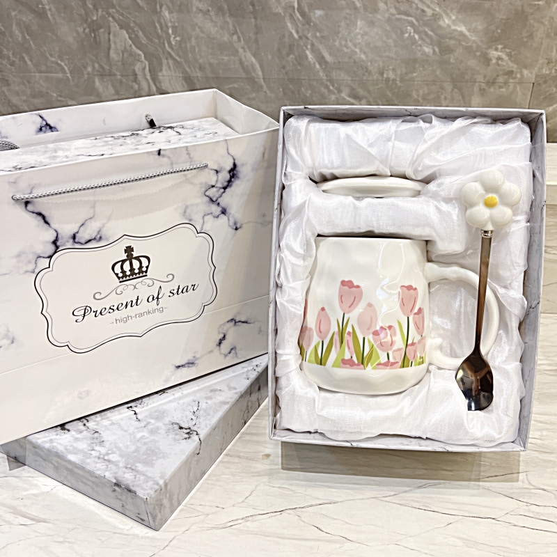 少女心花花杯生日礼物女送姐妹朋友实用陶瓷水杯有意义教师节礼品