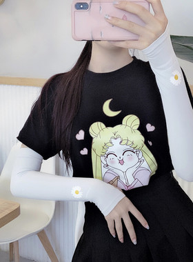 诗孚小雏菊防晒手套女紫外线薄长款夏季冰丝护手臂袖子冰袖套女