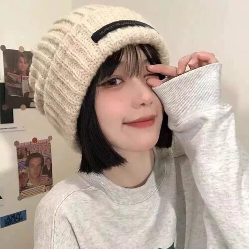 大头围毛线帽子女2026秋冬季新款保暖显脸小针织堆堆帽百搭护耳帽