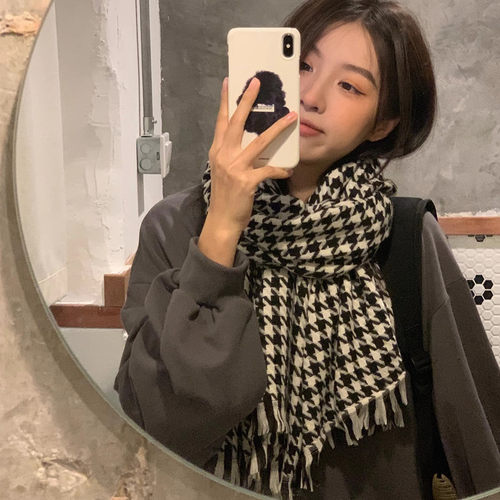 诗孚春秋冬千鸟格时尚百搭女