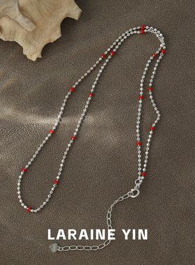 LARAINE YIN S925纯银细珠红珠锁骨链 夏季清冷感显白百搭项链
