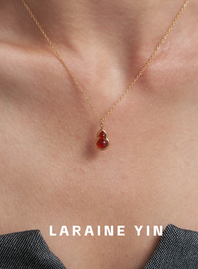 LARAINE YIN小众高级感红绿葫芦吊坠项链福禄锁骨链七夕礼物颈链