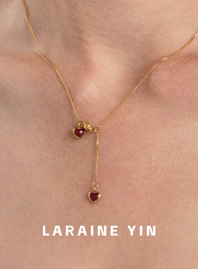 【买3免1】小众高级感红色流苏双爱心项链吊坠锁骨链轻奢颈链