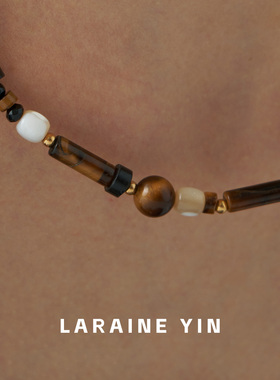 【买3免1】民族风虎眼石杏色白贝钛钢项链女高级感气质百搭锁骨链