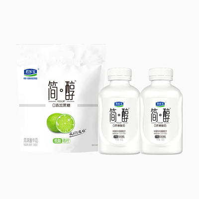 君乐宝简醇0蔗糖酸奶430g*2吨吨桶+低脂青柠酸奶150g*6袋