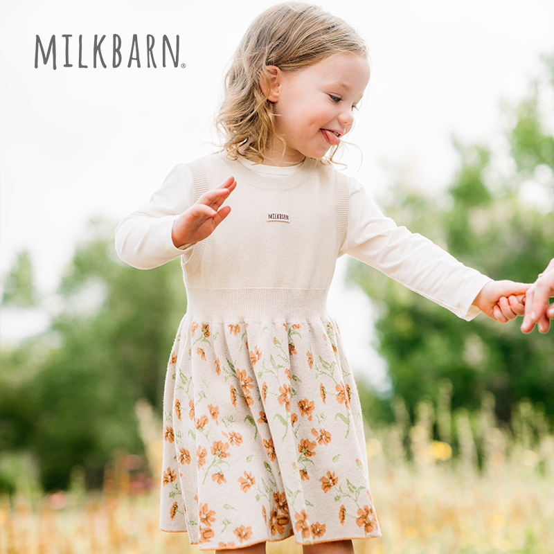 Milkbarn女童纯棉背心连衣裙