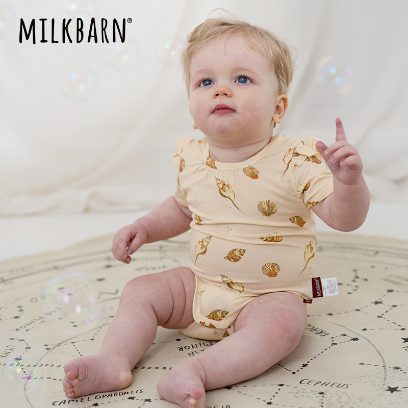 Milkbarn2024新品婴儿短袖包屁衣宝宝夏季连体衣服新生儿哈衣爬服