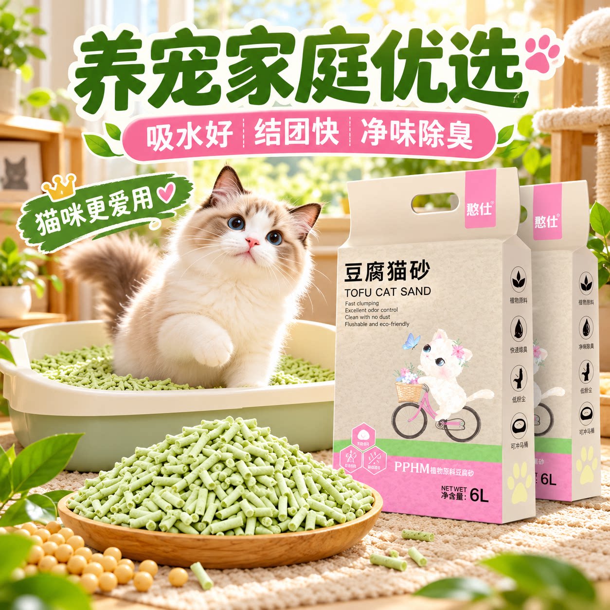 豆腐猫砂猫舍家用6L活性