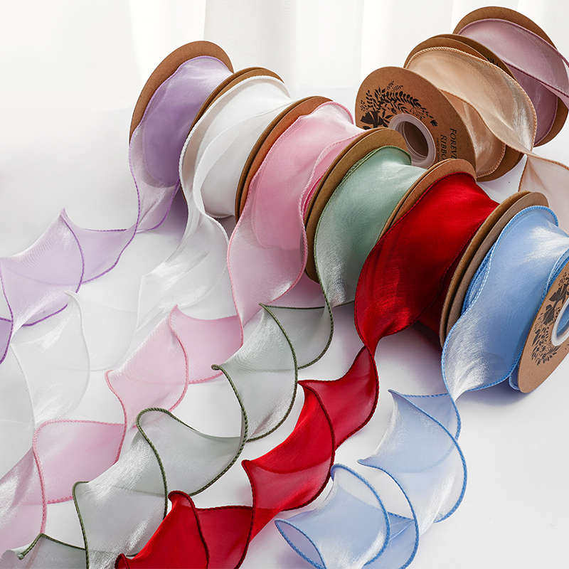 卓彩 珠光鱼尾纱波浪纱褶皱纱带鲜花包装礼物装饰diy发饰彩带丝带