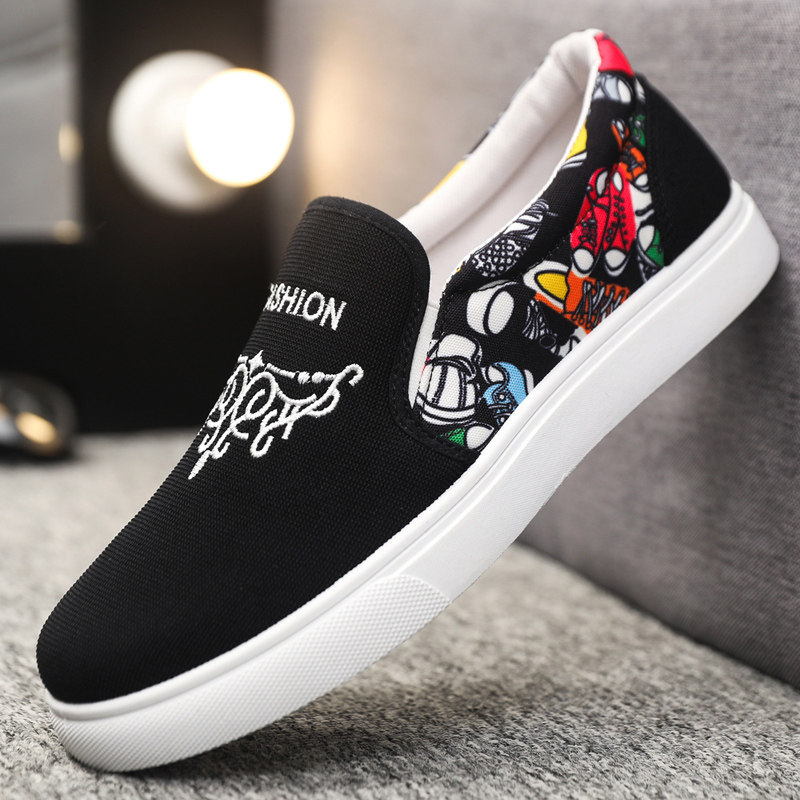 老北京布鞋男2025新款男士休闲透气软底鞋子一脚蹬懒人低帮乐福鞋