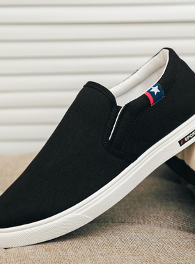 老北京布鞋男款透气帆布鞋懒人一脚蹬工作鞋子男鞋潮流男士休闲鞋