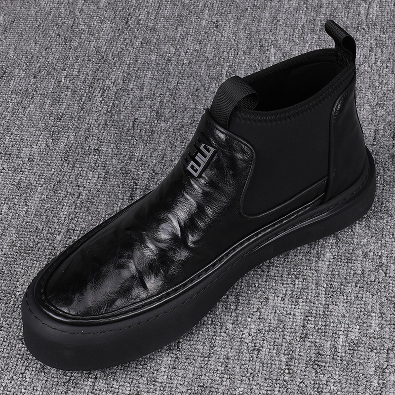 真皮高帮休闲皮鞋男真皮皮靴冬季