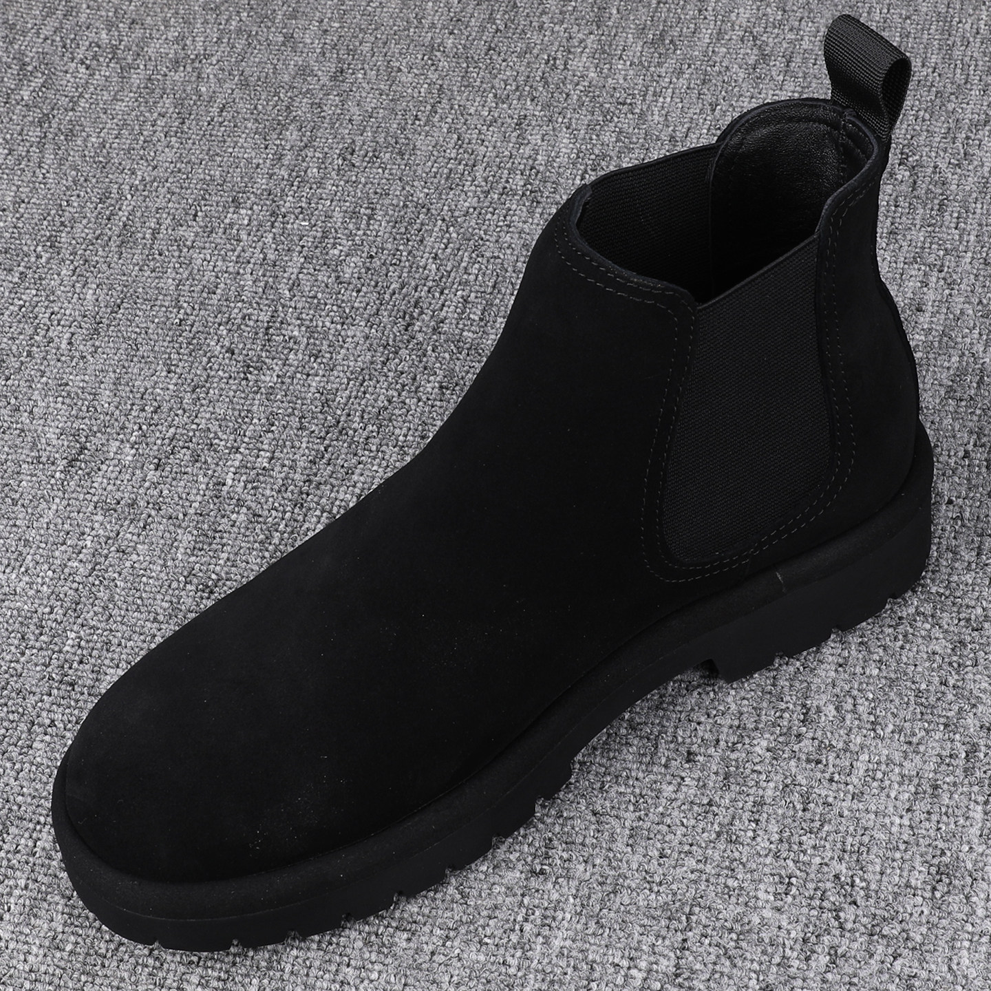 反绒男鞋秋冬新款高帮鞋男款厚底靴子欧洲站切尔西靴户外马丁靴男