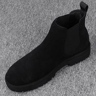 反绒男鞋秋冬新款高帮鞋男款厚底靴子欧洲站切尔西靴户外马丁靴男