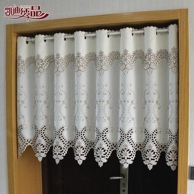刺绣日式布艺成品厨房咖啡穿杆帘