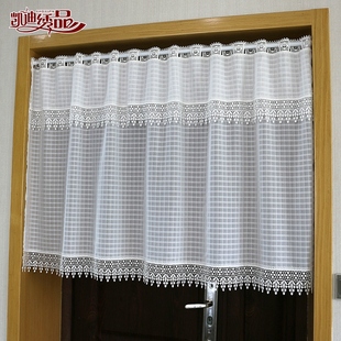 布艺成品水溶蕾丝边穿杆门帘半帘厨帘柜帘咖啡帘短帘 窗帘纱帘韩式