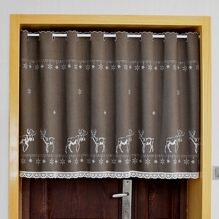 成品窗帘布艺半帘穿杆帘北欧现代简约卧室刺绣门帘短帘厨帘飘窗帘