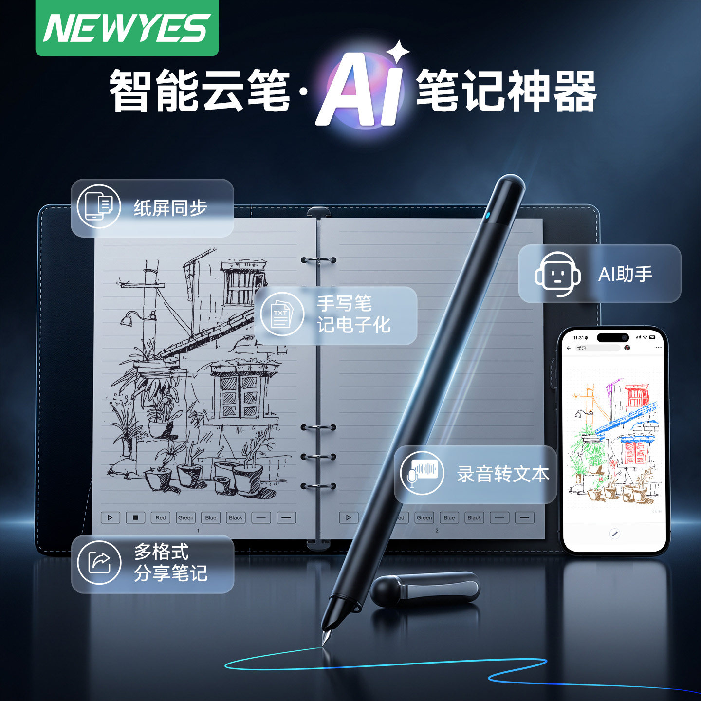 智能笔手写电子笔记本纸屏同步图片