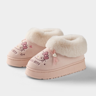 EVA凯蒂猫大童包跟棉拖鞋女童防滑冬季新款室内学生女孩加厚棉鞋
