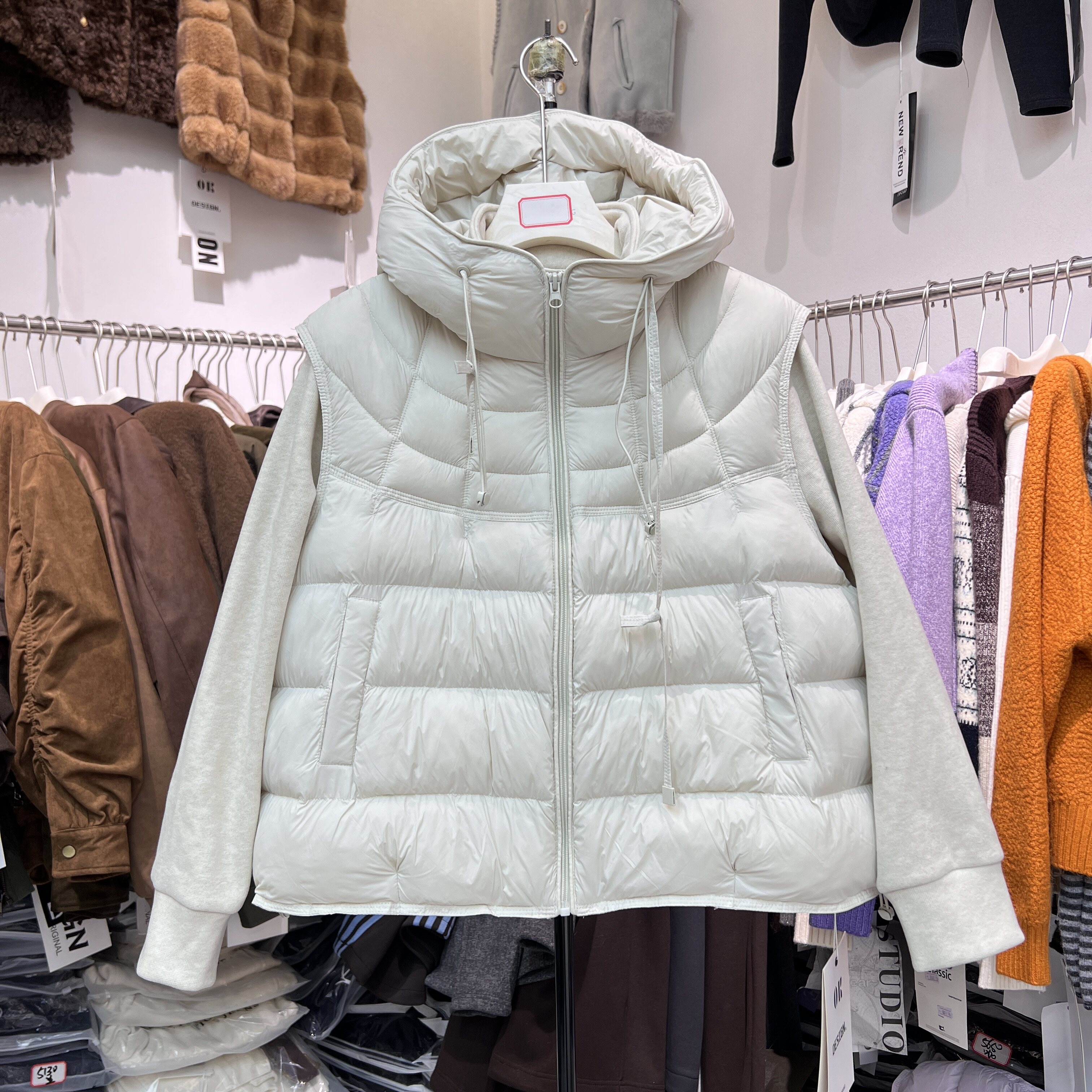 韩系连帽面包服马甲+立领加绒卫衣两件套装2026新款叠穿外套8623