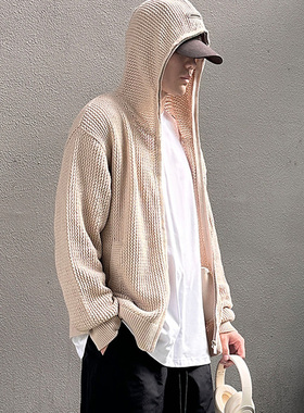 INNERSECT纯色连帽开衫针织衫宽松美式街头毛衣春秋款潮牌外套