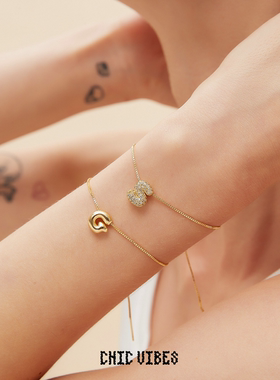 ChicVibes 【Mini钻面泡泡】~个性定制26个字母手链ins风