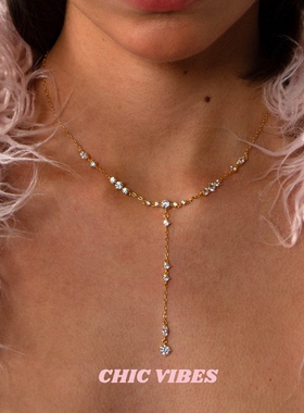 ChicVibes 【星芒流苏Y链】长款闪钻星芒Y字链锁骨链项链女