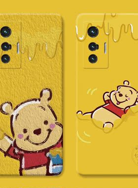 可爱维尼熊适用vivo x80手机壳x100x90x70x30pro+卡通油画x20x9x7x6plus搞怪s女款软t
