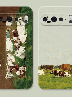 年年都牛适用谷歌Pixel10手机壳9pro/8/7/6A油画文艺XL复古简约女款耐脏防摔软