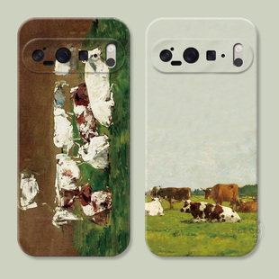 年年都牛适用谷歌Pixel10手机壳9pro 6A油画文艺XL复古简约女款 耐脏防摔软