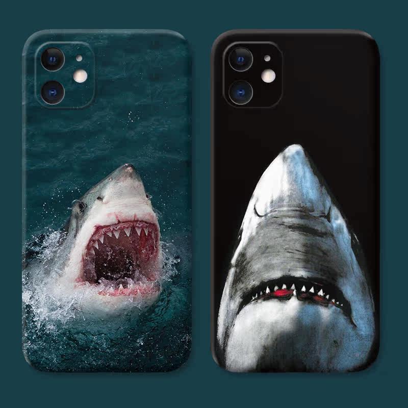 潮牌鲨鱼适用iPhone12苹果11手机壳13男生14创意15plus低调简约promax个性mini女款软