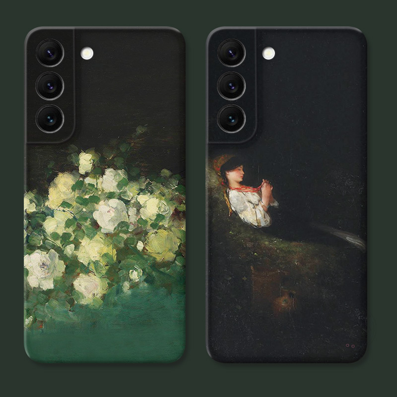 白玫瑰油画适用三星S23手机壳s25/s24/s22ultra文艺s21+小清新s20fe复古A56/A55/A54plus女款软十