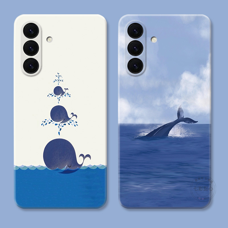 ins风鲸鱼适用三星A56手机壳A73A72A71A70A55A54A53A52A36A35A34A33A26a25A16A15文艺油画可爱女款简约个性软