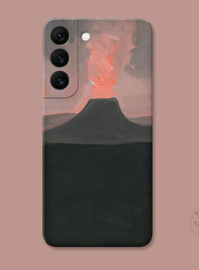 个性黑色火山适用三星S22手机壳s26s25s24s23ultra冷淡风s21简约s20fe文艺A56/A55/A54plus女款软edge+