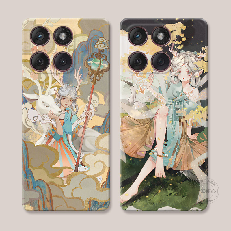 文艺瑶妹适用摩托罗拉edge60pro手机壳50/40/S30/G86G85G84G75G56G55G54可爱复古中国风卡通女款软