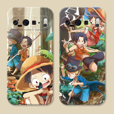 路飞三兄弟适用谷歌Pixel10手机壳9pro/8/7/6A可爱动漫XL海贼王男生女款耐脏软