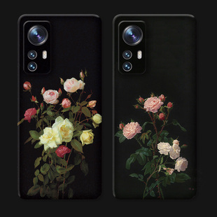 ins冷淡风玫瑰适用小米15手机壳17/14/13/12x/11t/10s/cc9e青春至尊版promax油画文艺复古简约女款软