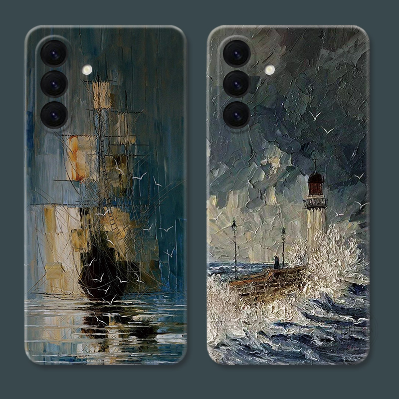低调油画适用三星A56手机壳A73A72A71A70A55A54A53A52A36A35A34A33A26a25A16美术生冷淡风个性创意文艺女款软