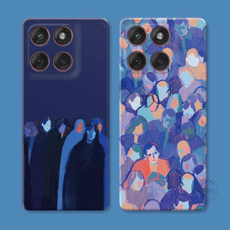 冷淡风人群适用摩托罗拉edge60pro手机壳50/40/S30/G86G85G84G75G56G55G54油画文艺艺术简约女款软