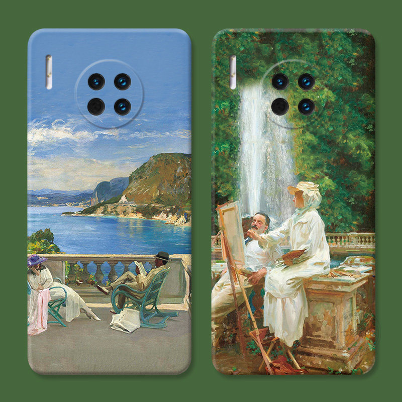 海边度蜜月适用华为mate40手机壳30pro+50e油画20x文艺10/9艺术8情侣5g女款防摔软,3C数码配件,手机保护套/壳,淘宝优惠券,粉丝福利购,淘宝优惠卷