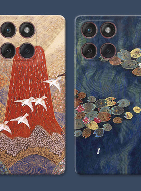 古典油画适用摩托罗拉edge60pro手机壳50/40/S30/G86G85G84G75G56G55G54艺术复古中国风荷花女款文艺耐脏软