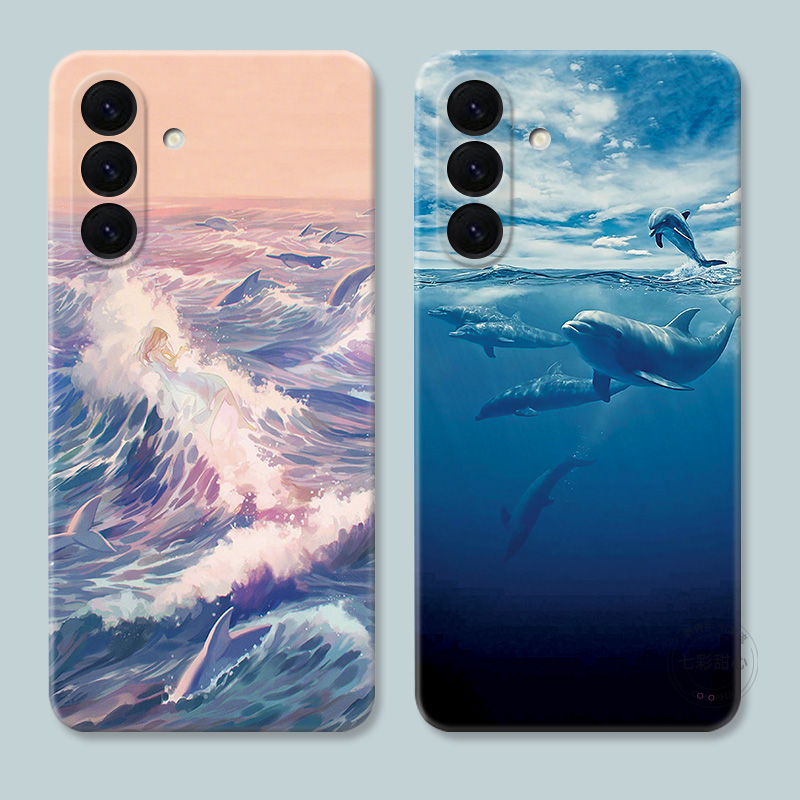 梦幻海豚适用三星A56手机壳A73A72A71A70A55A54A53A52A36A35A34A33A26a25A16文艺少女心海洋女款个性创意软