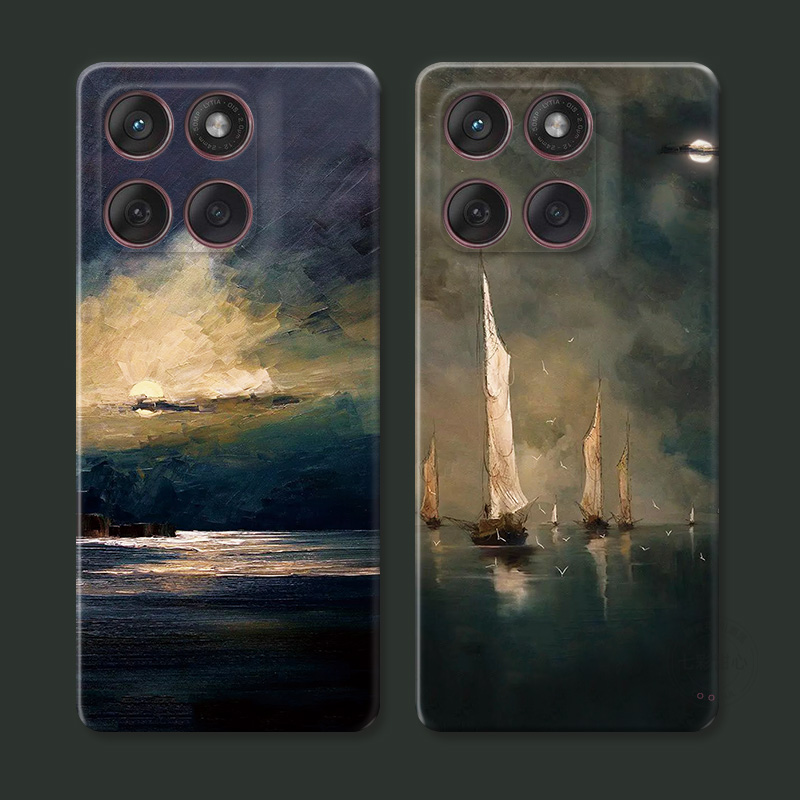 低调油画适用摩托罗拉edge60pro手机壳50/40/S30/G86G85G84G75G56G55G54复古文艺艺术冷淡风小众女款软