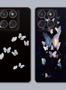 文艺蝴蝶适用摩托罗拉edge60pro手机壳50/40/S30/G86G85G84G75G56G55G54少女心黑色简约唯美女款耐脏软