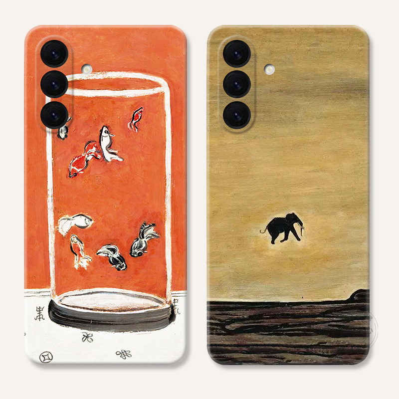 常玉金鱼适用三星A56手机壳A73A72A71A70A55A54A53A52A36A35A34A33A26a25油画大象艺术新中式个性创意女款软
