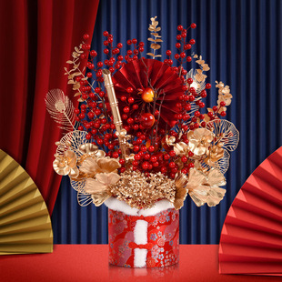 2025新年装饰福桶摆件原创发光摆件春节发财柿子罐摆件礼品