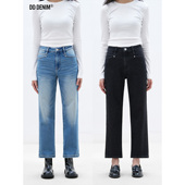 More」经典 直筒牛仔裤 DD「Less 女微宽松弹力秋冬法棍九分裤