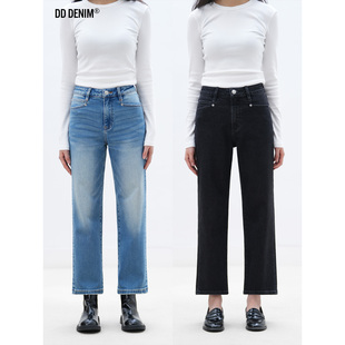 女微宽松弹力秋冬法棍九分裤 DD「Less 直筒牛仔裤 More」经典