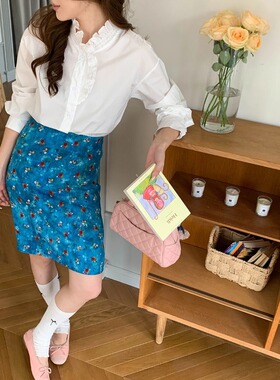 SUNS蓝岛之恋 早春新品法式复古木耳花边立领宽松长袖衬衫ZY4025